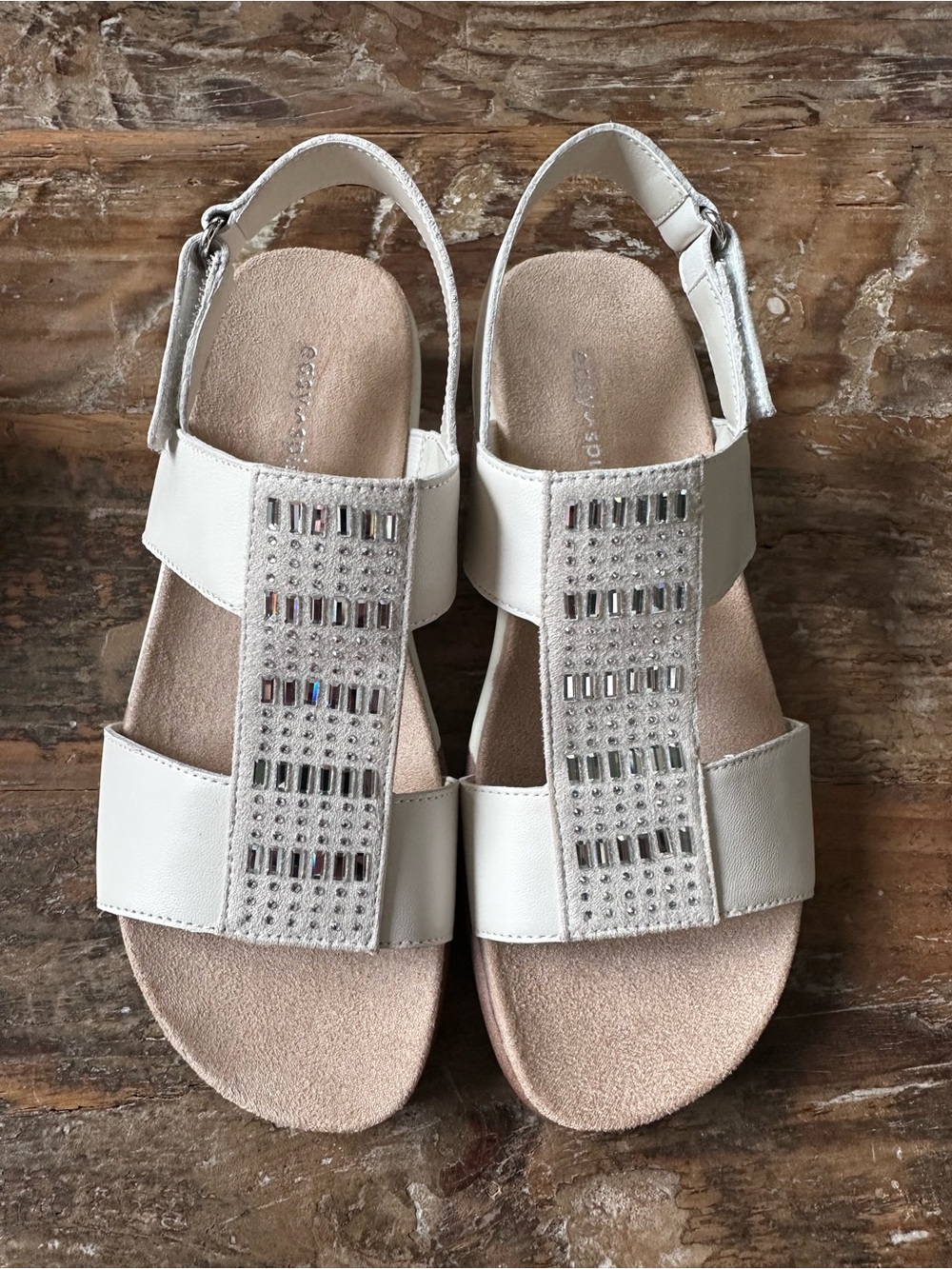 Easy Spirit Women’s White Embellished Slingback Sandals 5.5 M IVORY